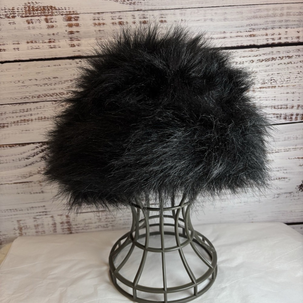 Cool Vintage Hat Black Faux Fur Russian Pill Box Zsa Zsa Old Hollywood Glamour